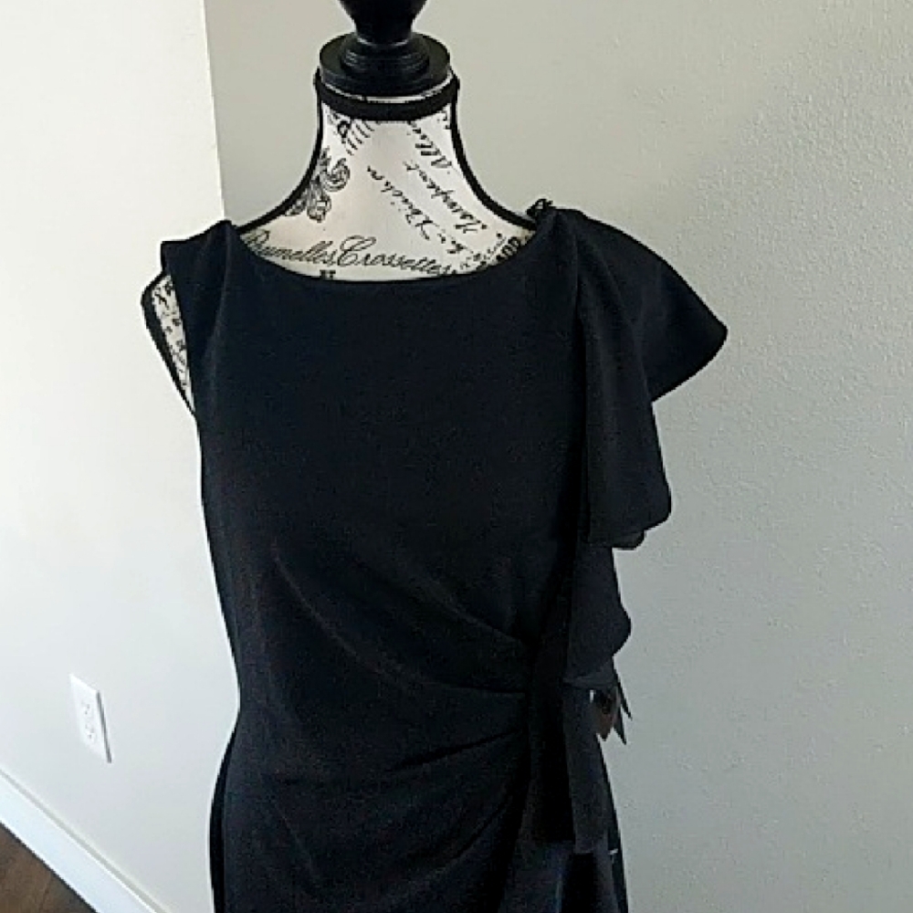 New Adrianna Pappell Short Ruffle Crepe Dress Size 10